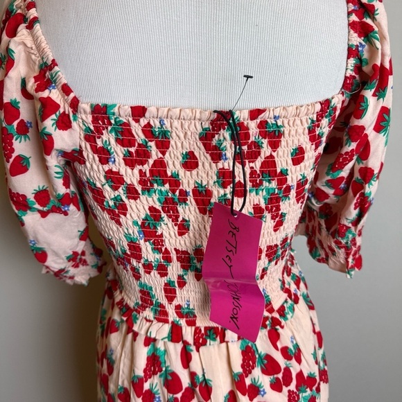 Betsey Johnson Strawberry Fields Smocked Maxi Dress XS - Picture 5 of 7